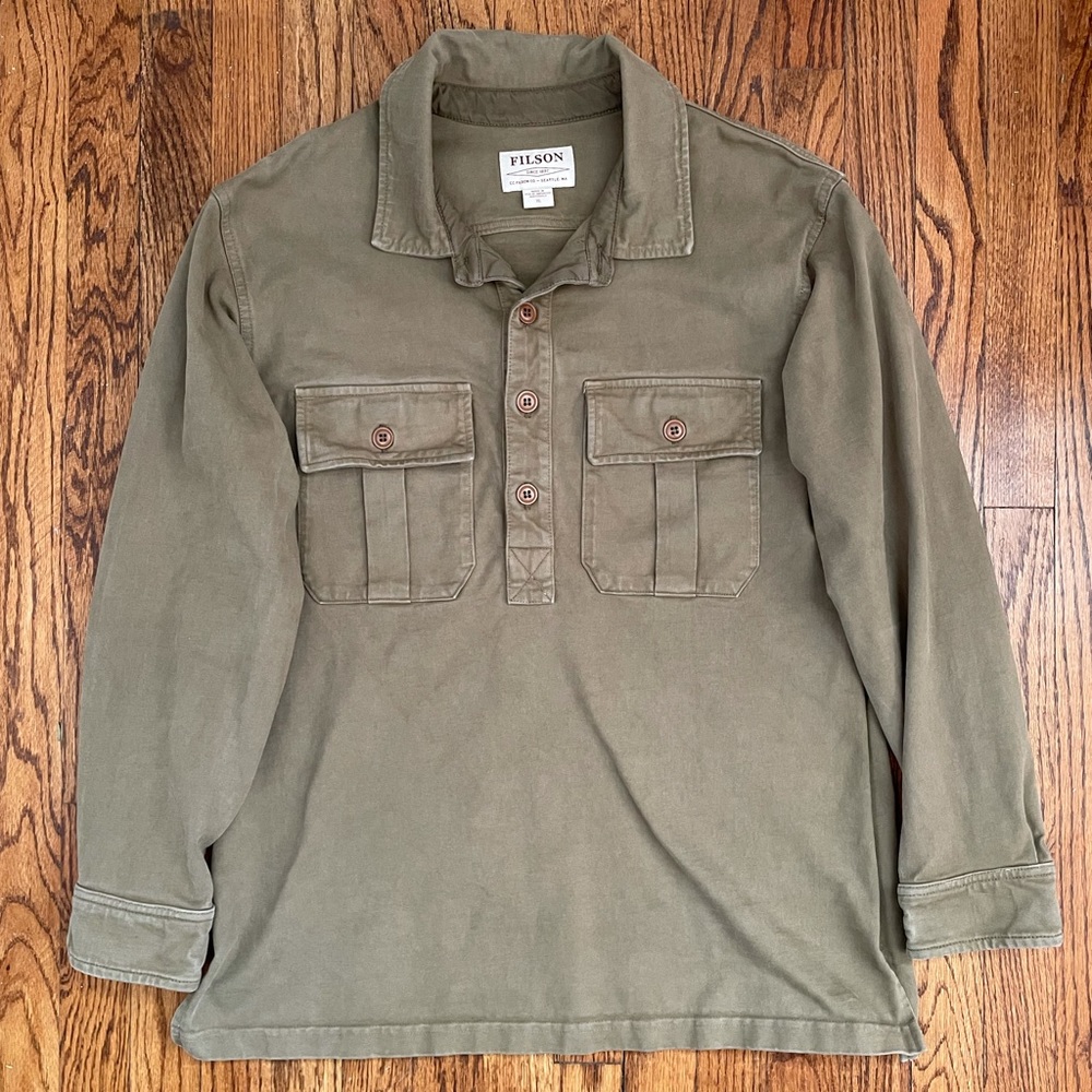 FILSON Pullman knit henley shirt. XL | Olive